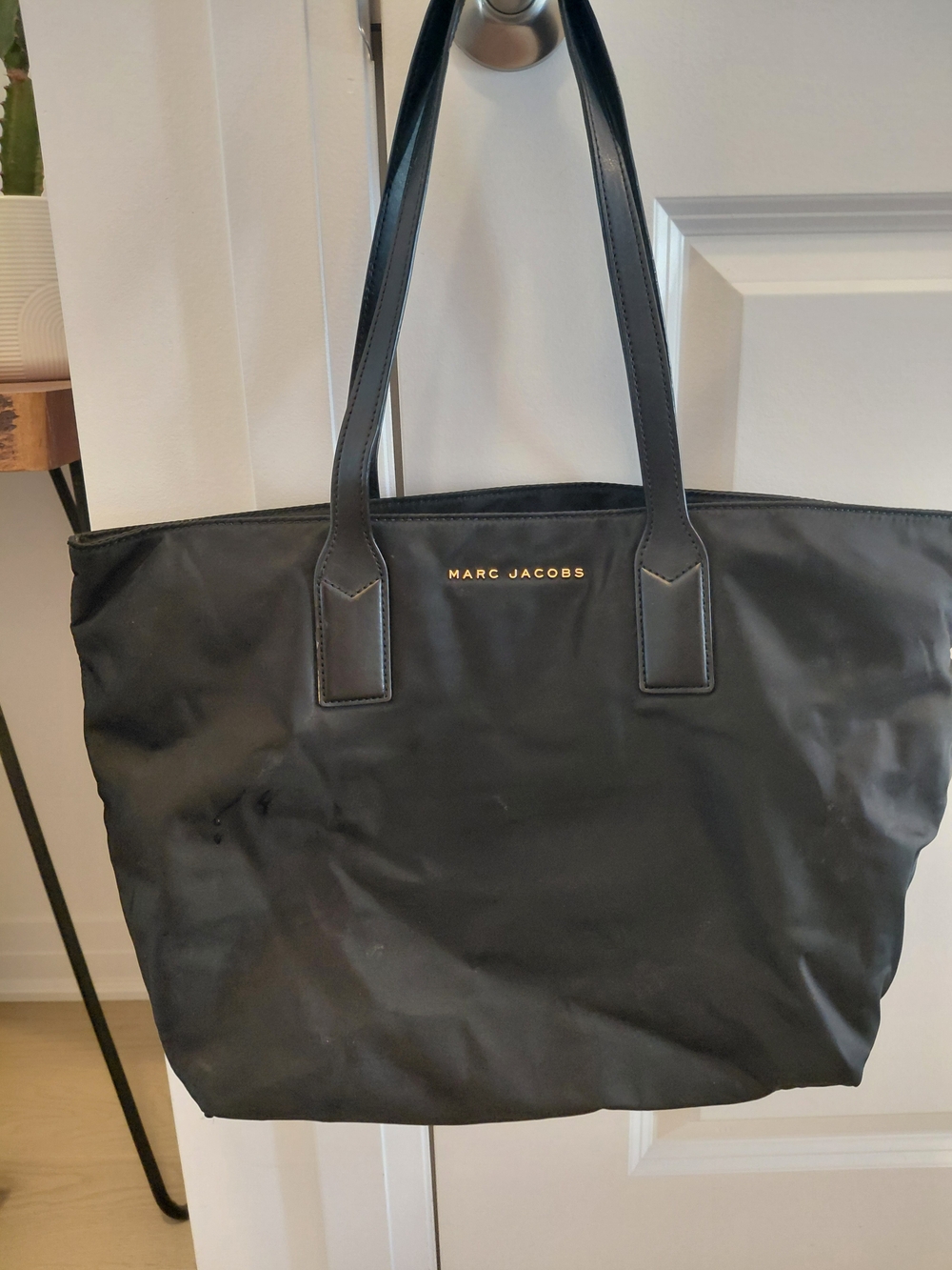 Marc Jacobs Black Nylon Tote with Gold Logo